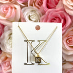 K-INITIAL SQUARE PENDANT NECKLACE-Sissy Boutique-Sissy Boutique