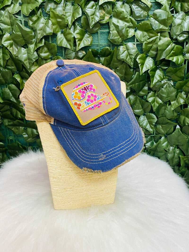 BLUE JUDITH MARCH FOOTBALL HAT-Sissy Boutique-Sissy Boutique