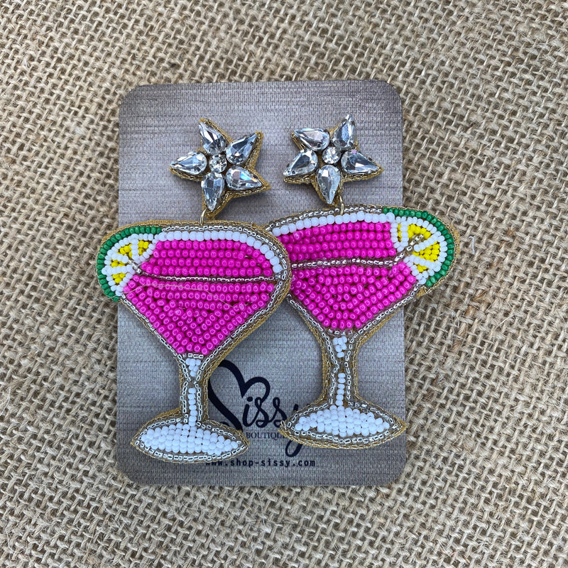 LIME COCKTAIL GLASS EARRINGS-Sissy Boutique-Sissy Boutique