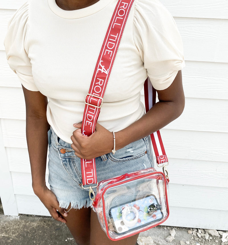 ALABAMA CLEAR PURSE WITH REVERSIBLE SHOULDER STRAPS-Sissy Boutique-Sissy Boutique