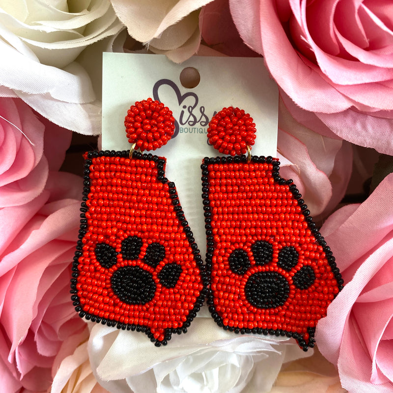 GEORGIA MAP PAW EARRINGS-Sissy Boutique-Sissy Boutique