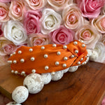 Orange Pearl Studded Headband Sissy Boutique
