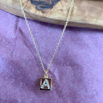 A-Initial Square Pendant Necklace Sissy Boutique