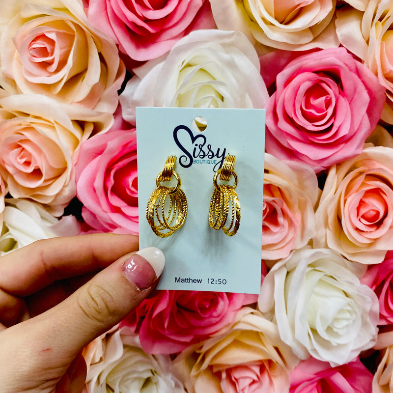 Multi Brass Ring Linked Earrings Sissy Boutique