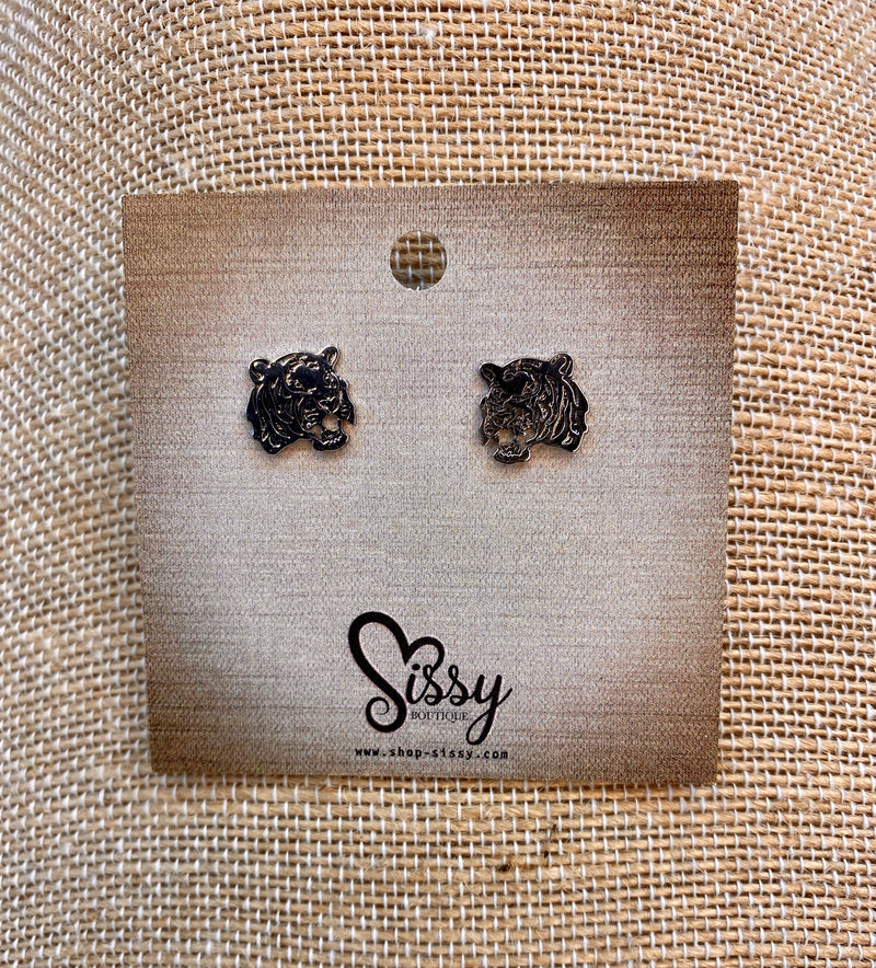 SILVER DIPPED TIGER STUDS-Sissy Boutique-Sissy Boutique