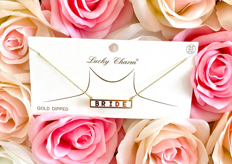 Bride White & Gold Bar Necklace Sissy Boutique