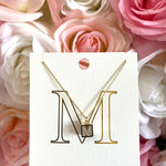 M-Initial Square Pendant Necklace Sissy Boutique