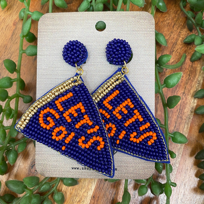 Blue and Orange Let’s Go Beaded Earrings Sissy Boutique