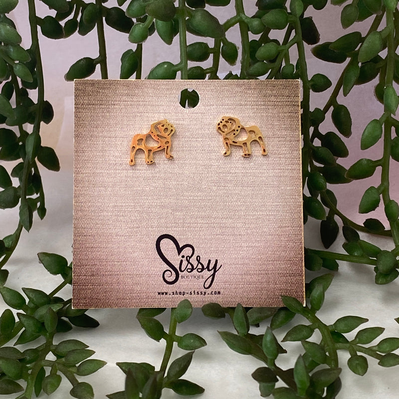 STAINLESS STEEL BULLDOG EARRINGS-Sissy Boutique-Sissy Boutique