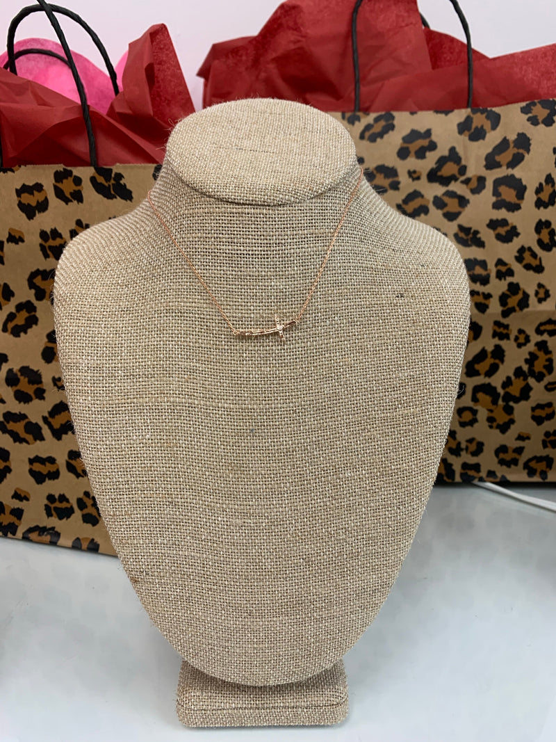Rose Gold Horizontal Cross Necklaces Sissy Boutique