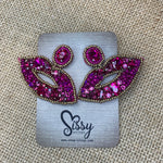FUCHSIA STONE AND SEQUINED LIP EARRINGS-Sissy Boutique-Sissy Boutique