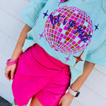 Let’s Go Girls Aqua Mirror Disco Ball Sequined Tee-Sissy Boutique-Sissy Boutique