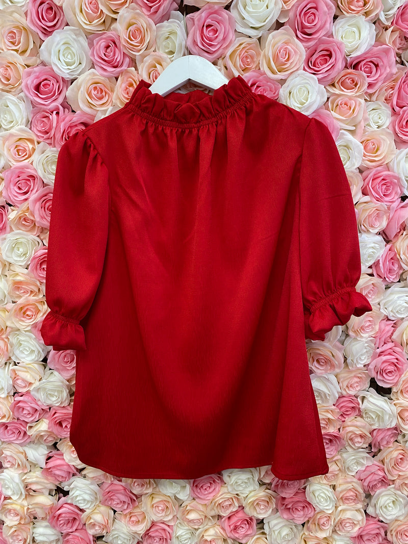 RUBY RED HIGH NECK BLOUSE-Sissy Boutique-Sissy Boutique
