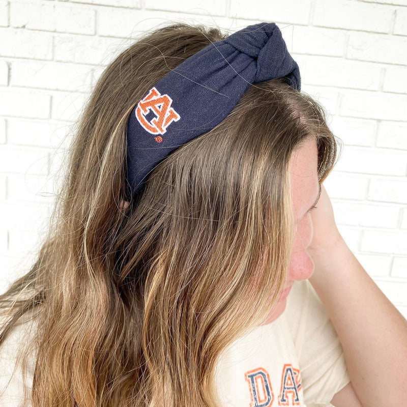 AUBURN COLLEGIATE KNOTTED NAVY HEADBAND-Emerson Street Clothing Co Collegiate Shop-Sissy Boutique