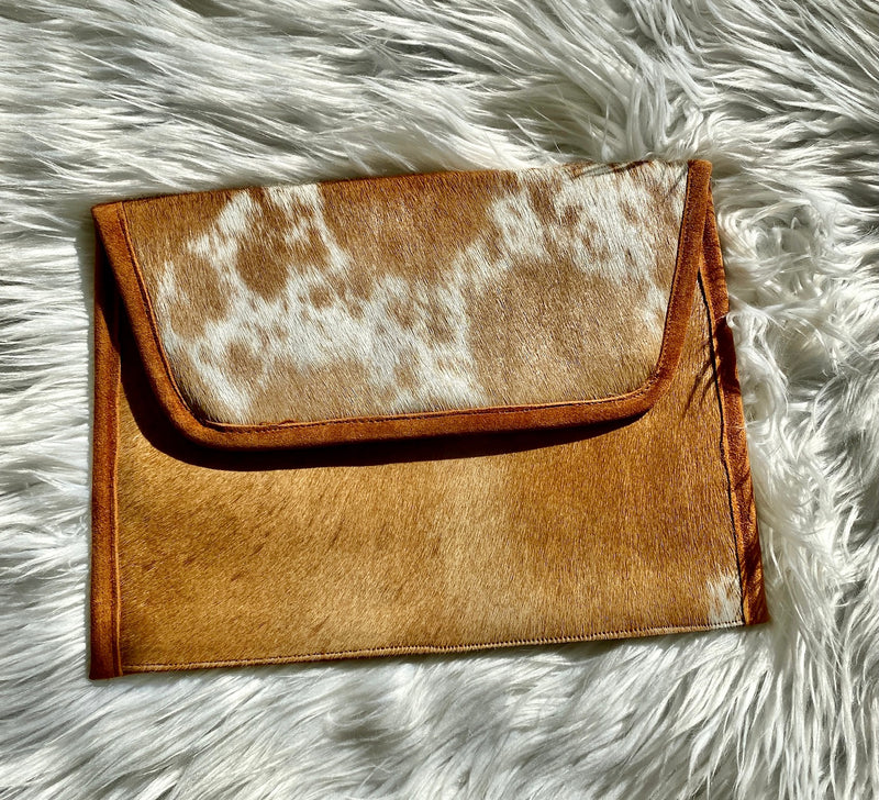 Genuine Leather Brown Print Cowhide Clutch/Crossbody Sissy Boutique