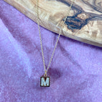 M-Initial Square Pendant Necklace Sissy Boutique