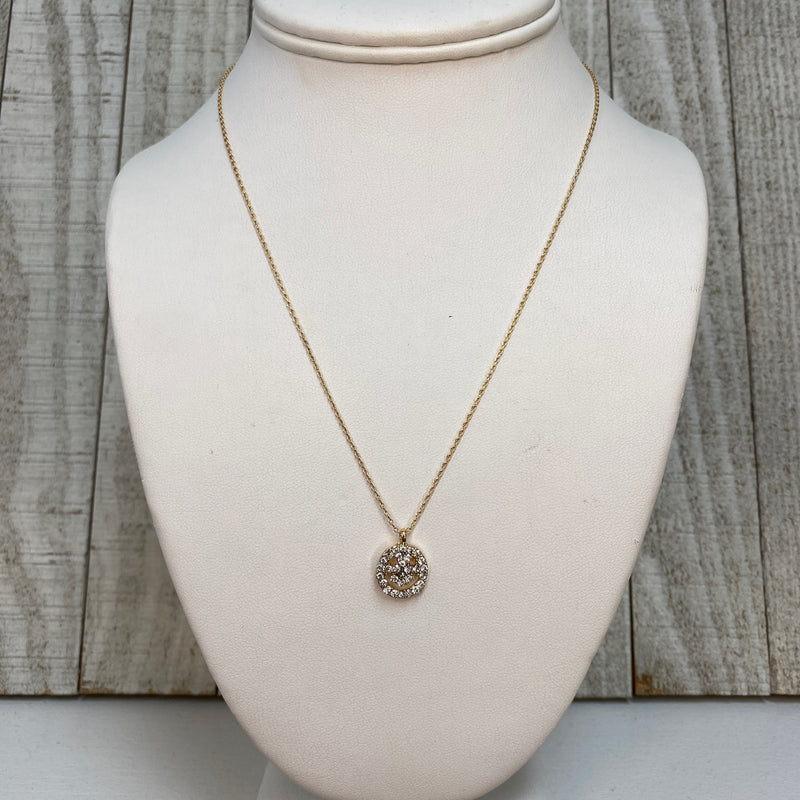 CRYSTAL PAVE SMILEY FACE NECKLACE-Sissy Boutique-Sissy Boutique