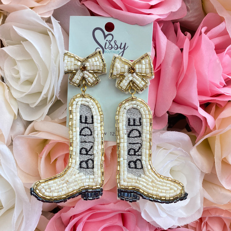 BRIDE BEADED BOOTS EARRINGS-Sissy Boutique-Sissy Boutique