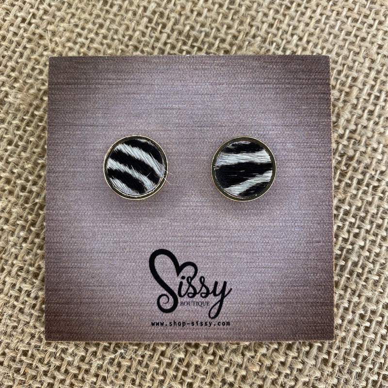 ZEBRA PRINT DISC STUDS-Sissy Boutique-Sissy Boutique