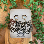 Gold Tiger and Pearl Earrings Sissy Boutique