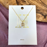 H-Initial Square Pendant Necklace Sissy Boutique