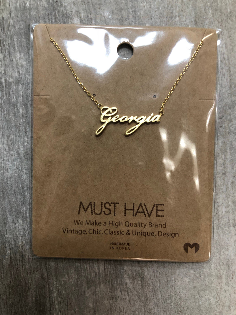 GEORGIA CURSIVE GOLD NECKLACES-Sissy Boutique-Sissy Boutique