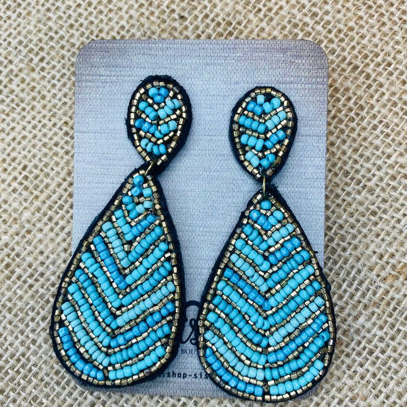 Turquoise Beaded Teardrop Earrings Sissy Boutique