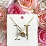 N-INITIAL SQUARE PENDANT NECKLACE-Sissy Boutique-Sissy Boutique