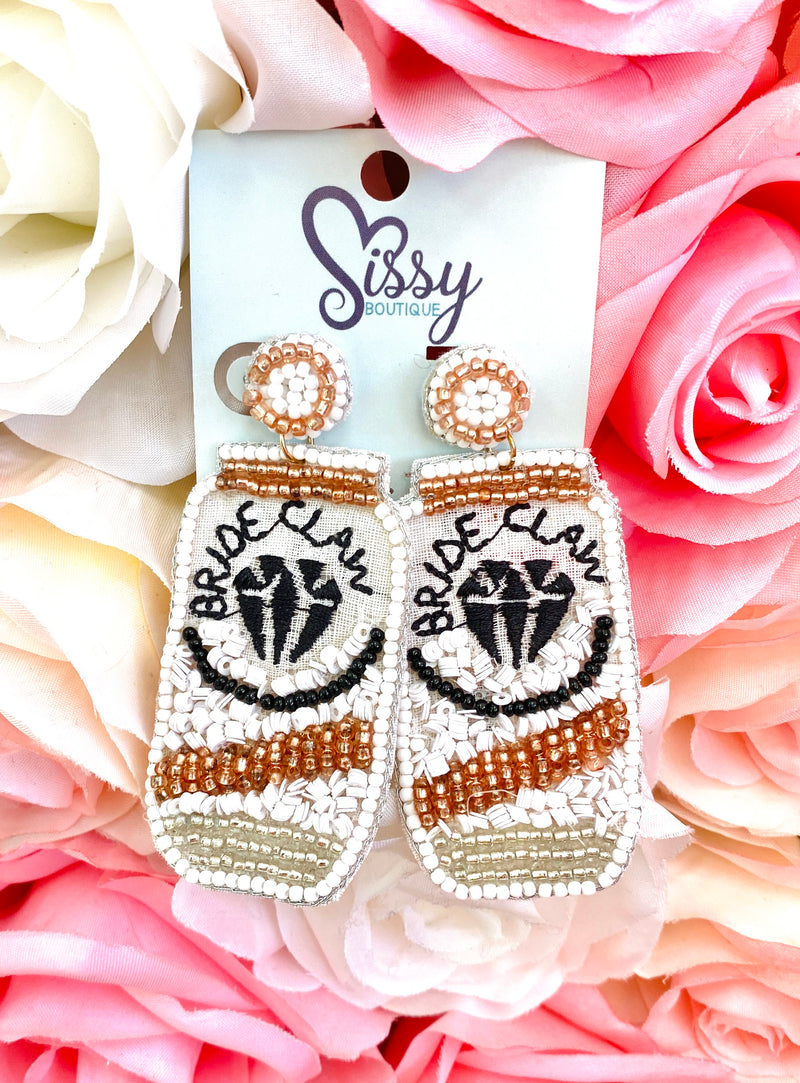 BRIDE CLAW SELTZER SEEDBEAD EARRINGS-Sissy Boutique-Sissy Boutique