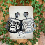 RHODIUM LARGE BULLDOG EARRINGS-Sissy Boutique-Sissy Boutique