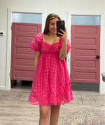 FUSCHIA CHECKERED BABY DOLL DRESS-Sissy Boutique-Sissy Boutique