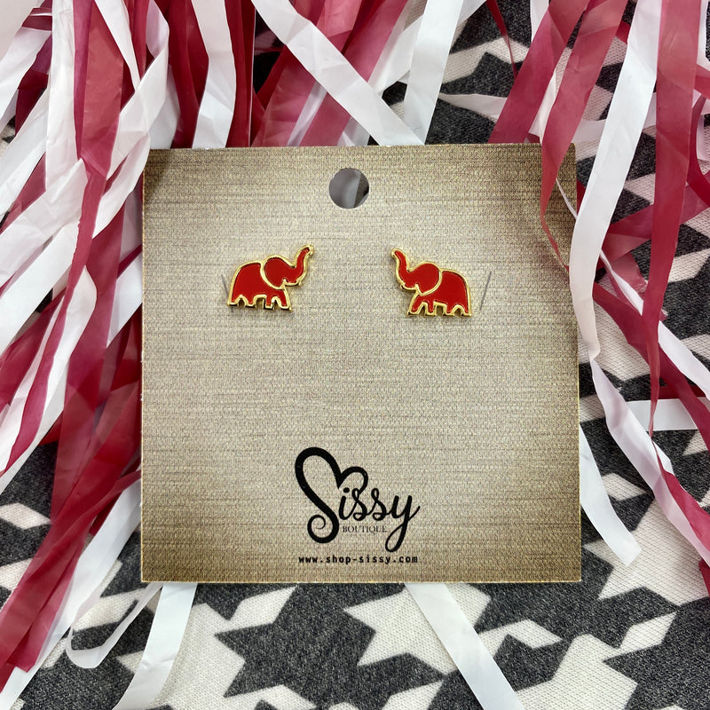 Bama Elephant Red And Gold Studs-Sissy Boutique-Sissy Boutique