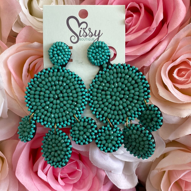 TURQUOISE MULTI-DISC SEEDBEAD EARRINGS-Sissy Boutique-Sissy Boutique