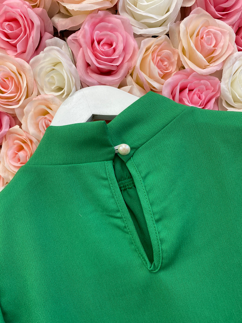 KELLY GREEN HIGH NECK BLOUSE-Sissy Boutique-Sissy Boutique