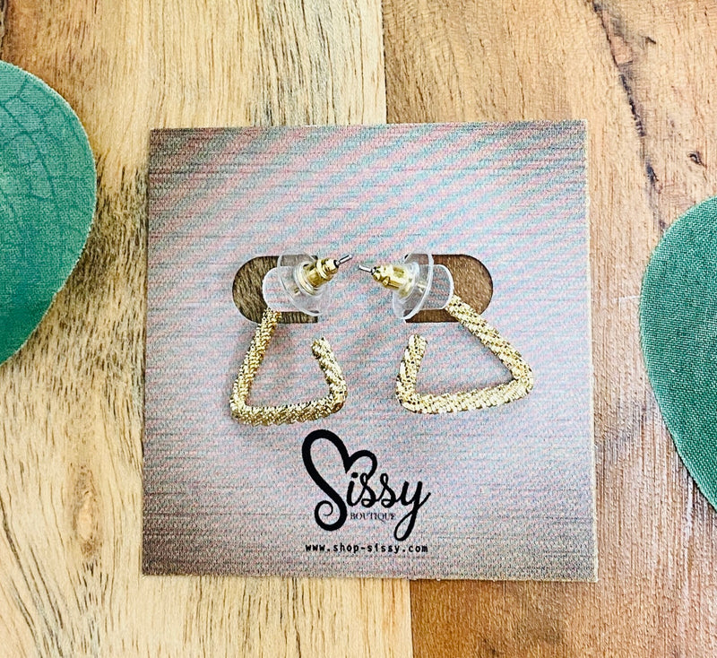 GOLD TEXTURED TRIANGLE EARRINGS-Sissy Boutique-Sissy Boutique