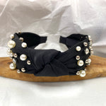 Black Knot Headband With Pearls And Silver Detailing Sissy Boutique
