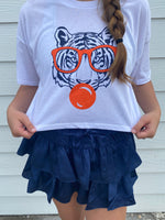 Tiger Glasses White Crop Top Sissy Boutique