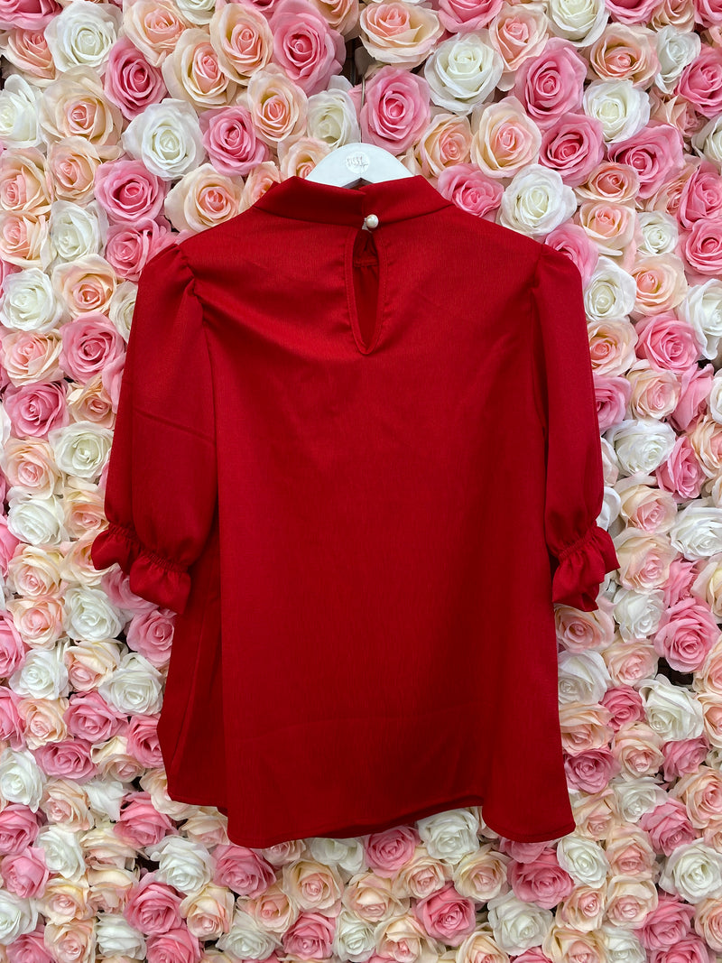 RUBY RED HIGH NECK BLOUSE-Sissy Boutique-Sissy Boutique