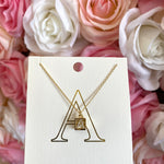 A-INITIAL SQUARE PENDANT NECKLACE-Sissy Boutique-Sissy Boutique