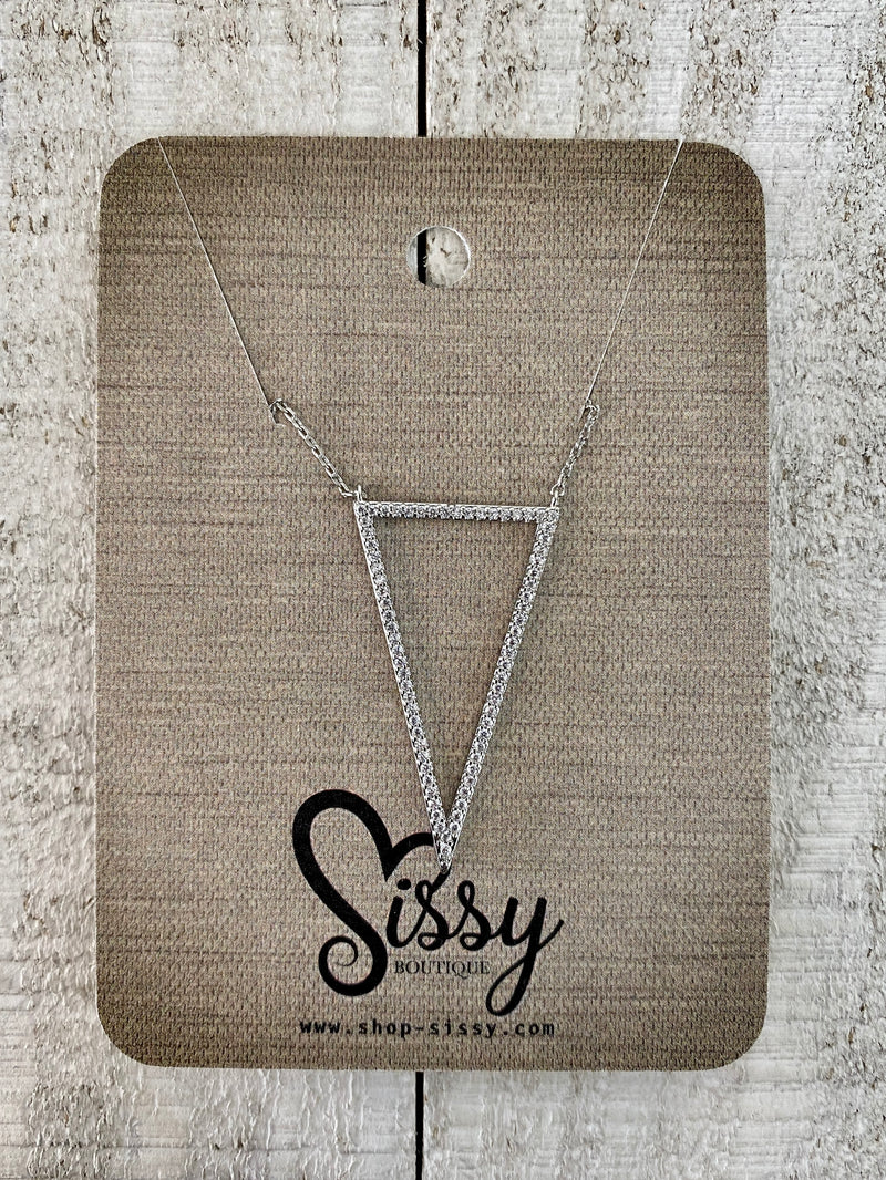 Silver CZ Triangle Necklace Sissy Boutique