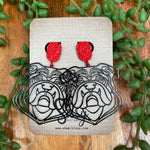 BLACK AND RED BULLDOG EARRINGS-Sissy Boutique-Sissy Boutique