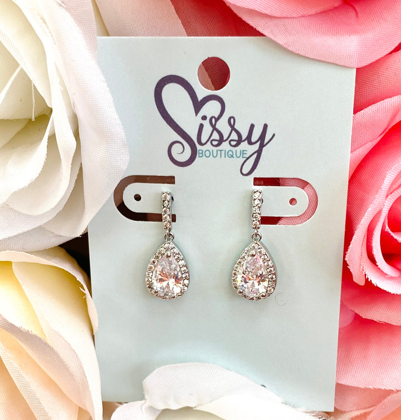 Cz Teardrop And Bar Studs-Sissy Boutique-Sissy Boutique
