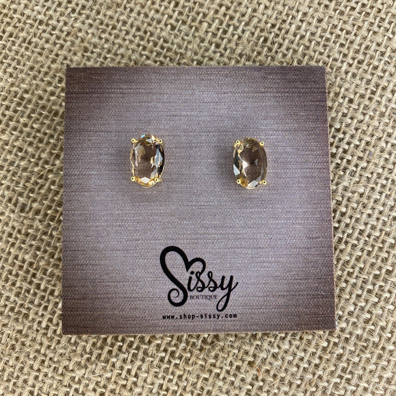 OVAL GLASS STONE STUDS-Sissy Boutique-Sissy Boutique