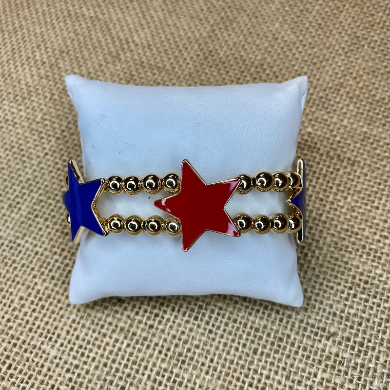 USA FLAG COLOR STAR AND BALL GOLDBRACELETS-Sissy Boutique-Sissy Boutique