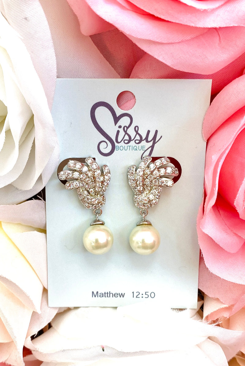 Pearl & CZ Waterfall Studs Sissy Boutique