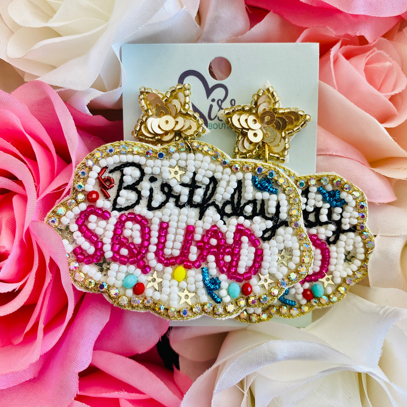 Birthday Squad Seedbead Earrings Sissy Boutique