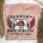 JOHNNY DEPP - HEARSAY BREWING CO. HOME OF THE MEGA PINT HEATHER PEACH GRAPHIC TEE-Sissy Boutique-Sissy Boutique