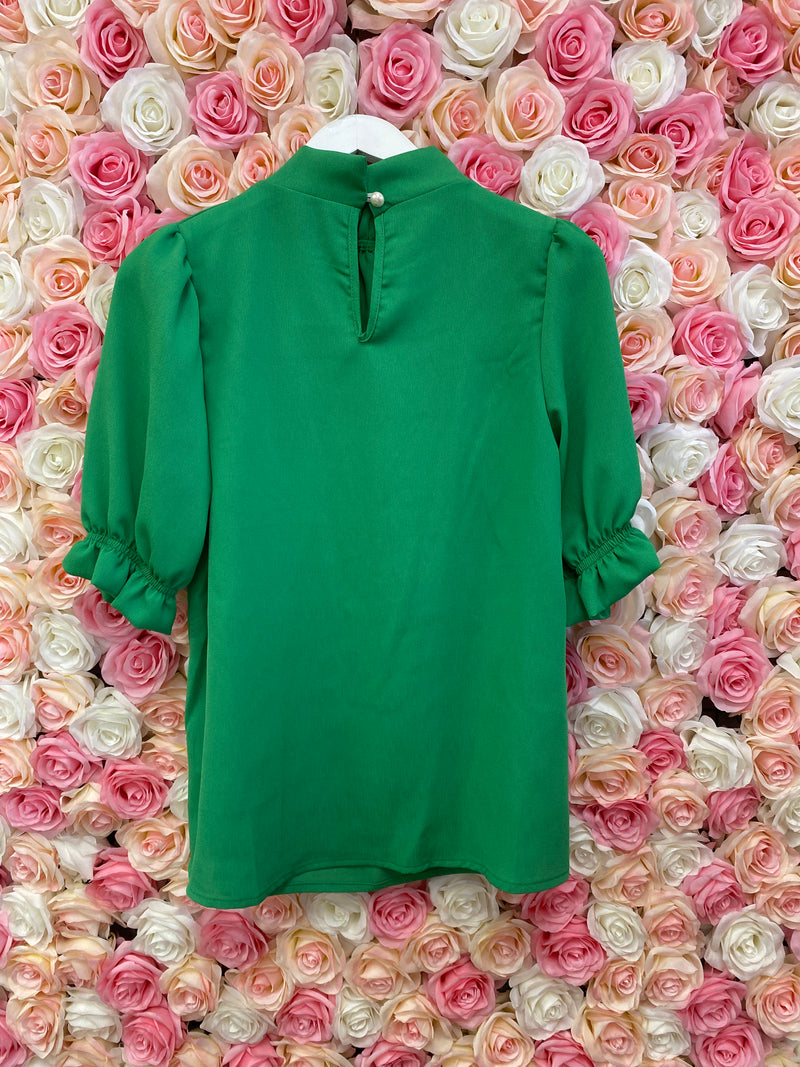 KELLY GREEN HIGH NECK BLOUSE-Sissy Boutique-Sissy Boutique