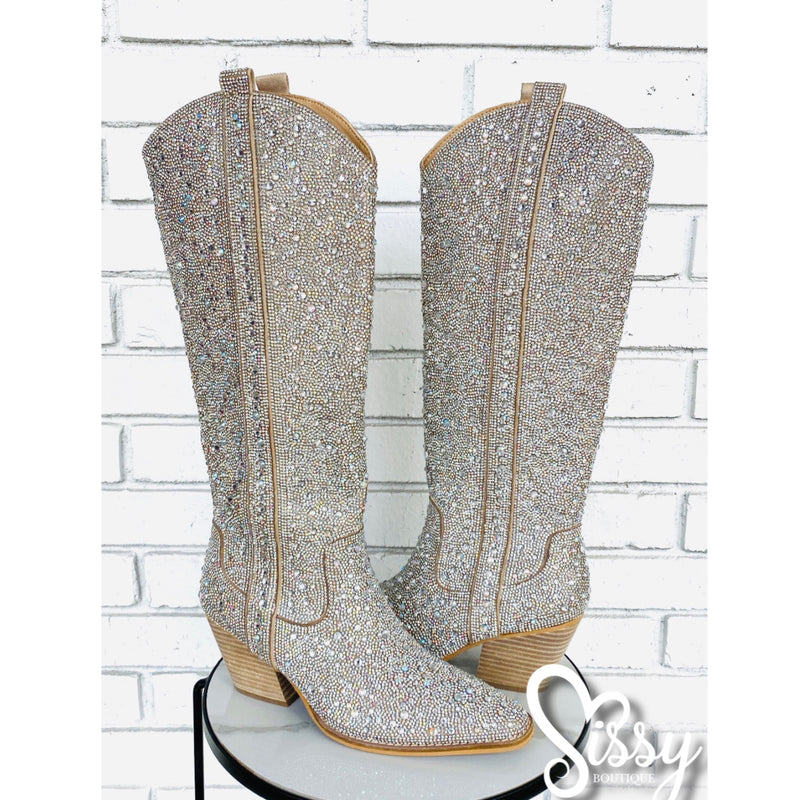 Nashville Clear Rhinestone Westerns Boots Sissy Boutique