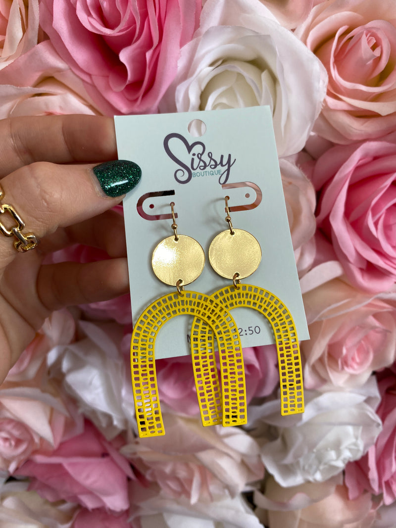 FILIGREE EARRINGS - YELLOW-Sissy Boutique-Sissy Boutique